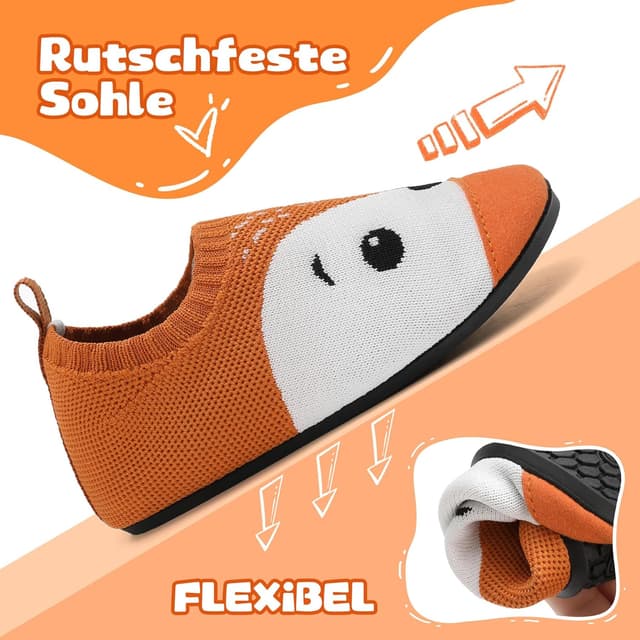 Detalle de VOLHAL Hausschuhe für Kinder: atmungsaktive Barfuß- & Lauflernschuhe mit rutschfester Sohle