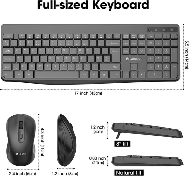 Thumbnail 3 de KOORUI Wireless Keyboard and Mouse Combo 10m