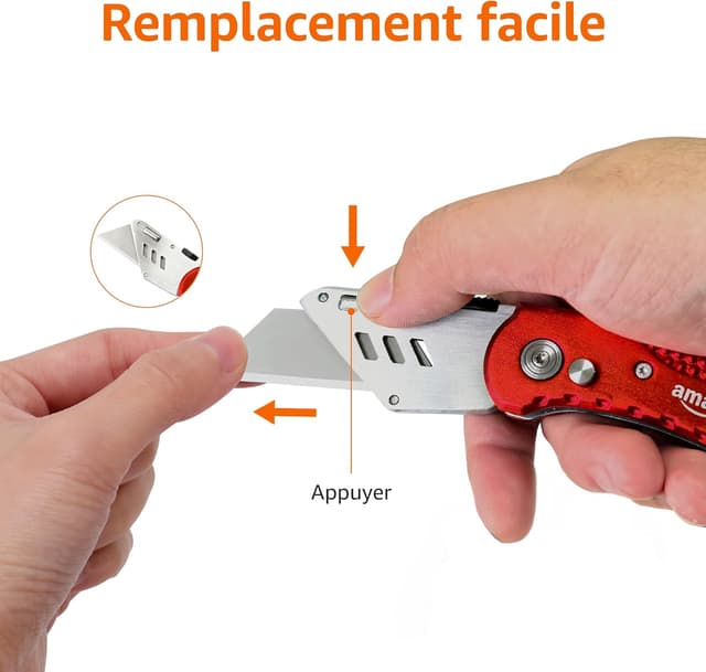 Thumbnail 2 de Amazon Basics Couteau utilitaire pliable rouge