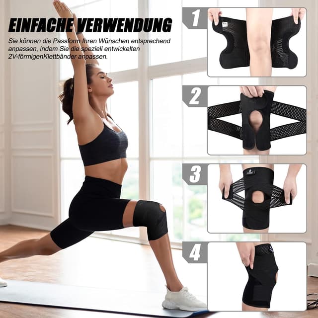 Detalle 2 de NEENCA Knieschütze Kniestütze bei Knieschmerzen – Kompressions-Kniebandage mit Luftgitterstoff und seitlicher Stabilisierung