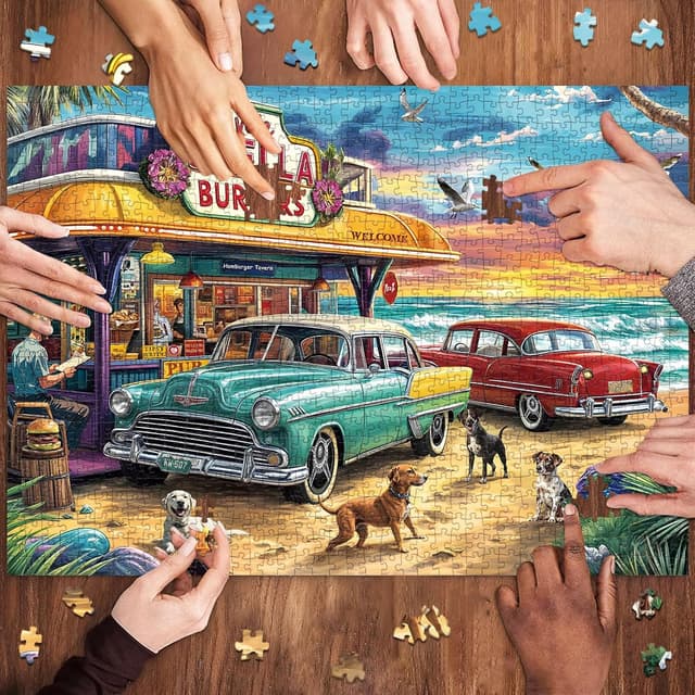 Detalle de Chalzidar Jigsaw Puzzles for Adults — 1000-Piece Seaview Campground Scene (27.5 x 19.7 in)