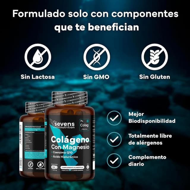 Detalle 2 de SEVENS NUTRITION Colágeno marino 120 cápsulas 💊