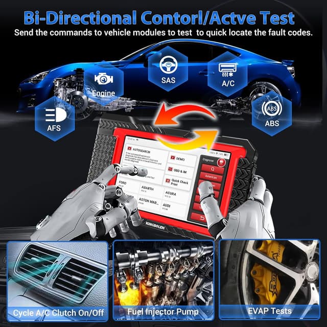 Detalle 2 de KINGBOLEN K7 bi-directional OBD2 diagnostic tool with ECU coding and 36+ reset services