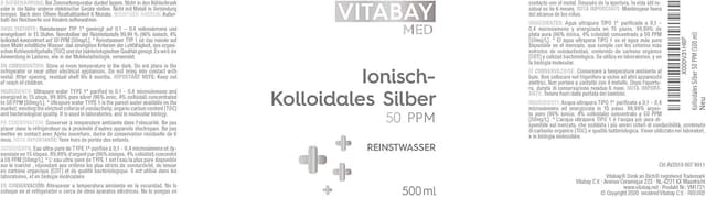 Detalle 1 de Vitabay Med Argent Colloïdal 50 PPM (99,99%) en flacon ambre de 500 ml