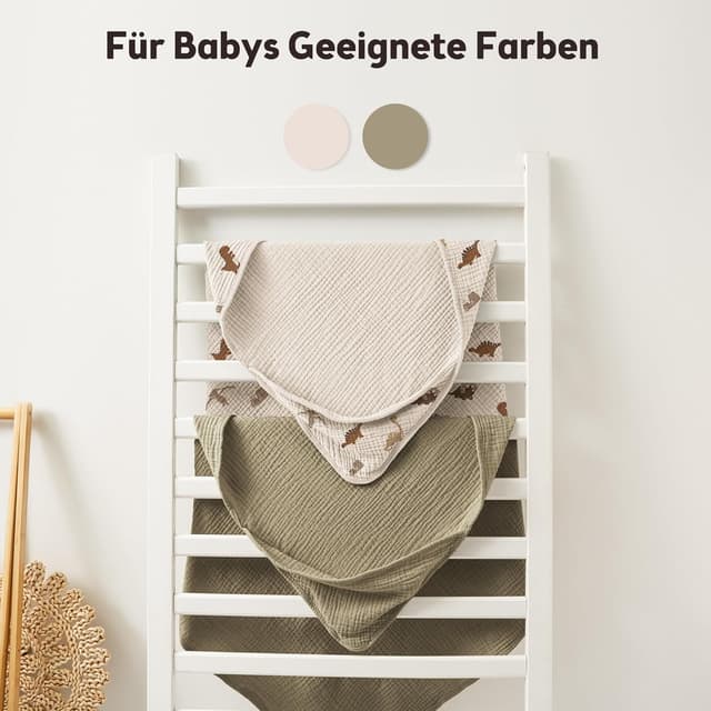 Detalle 2 de Susurration Baby Handtuch mit Kapuze (4-lagig, Musselin-Baumwolle) – 2er-Set mit Dinosaurier-Motiv