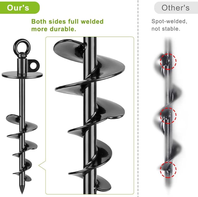 Detalle de Dog Tie Out Cable and Stake – 50ft chew-proof stainless steel dog runner with 15" heavy duty anchor