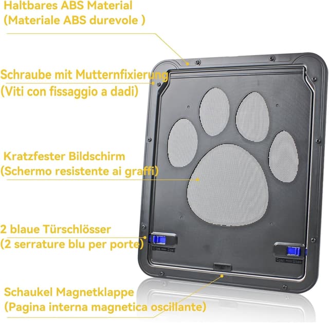 Detalle 2 de ENJOYING Gattaiola per Zanzariera 24 x 29 cm con chiusura magnetica e bloccaggio