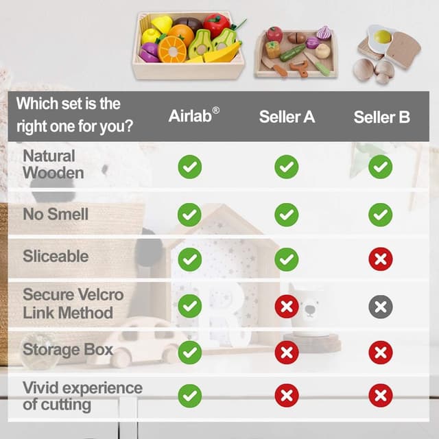 Thumbnail 4 de Wooden Play Food Cutting Set for Kids ๐