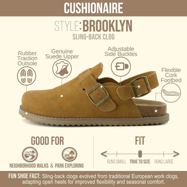 Detalle 2 de CUSHIONAIRE Brooklyn Suede Women’s Slides with Adjustable Buckles