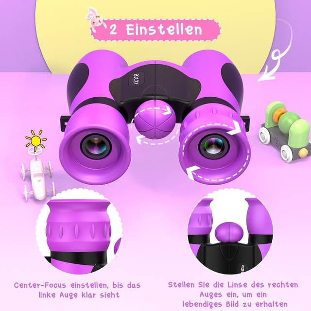 Detalle de Anginne Kinder-Fernglas 8x21 mit Vergrößerung – stoßfestes Kompaktfernglas für Jungen & Mädchen (ab ca. 4 bis 12 Jahre)