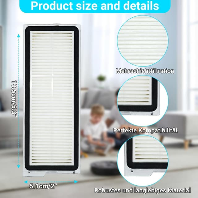 Detalle 2 de Bpbdzz Filter Zubehör für Roborock Qrevo 6er Set