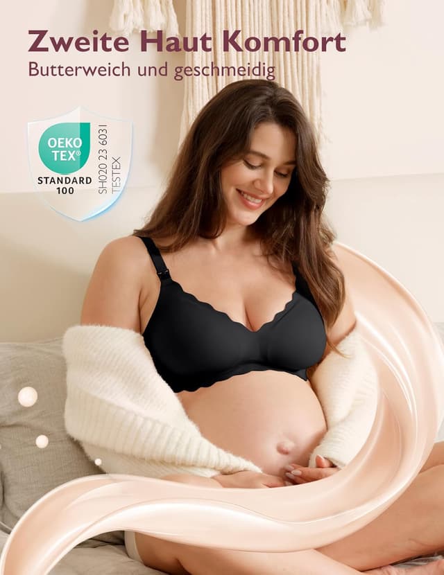 Detalle 2 de momcozy Still-BHS zum Stillen – nahtloser Schwangerschafts- und Still-BH ohne Bügel mit Jelly-Strip-Stütze