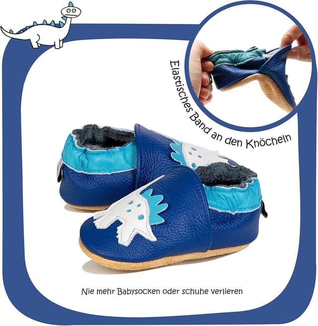 Detalle de IceUnicorn Scarpine neonato in morbida pelle con suola scamosciata (0 a 24 mesi)