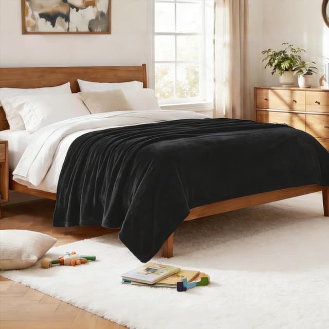 Thumbnail 6 de CozyLux Flauschdecke 150x200 cm (XL) aus Flanell – warme Kuscheldecke für Sofa und Bett, schwarz