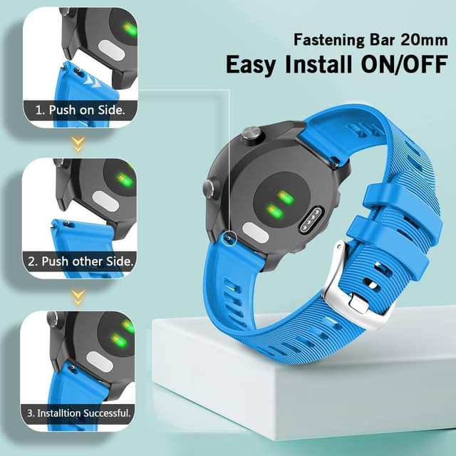 Detalle de ANBEST cinturino compatibile 20 mm con sgancio rapido per Garmin Vivoactive 3 / Forerunner 245 / 645 e Vivomove HR (blu)