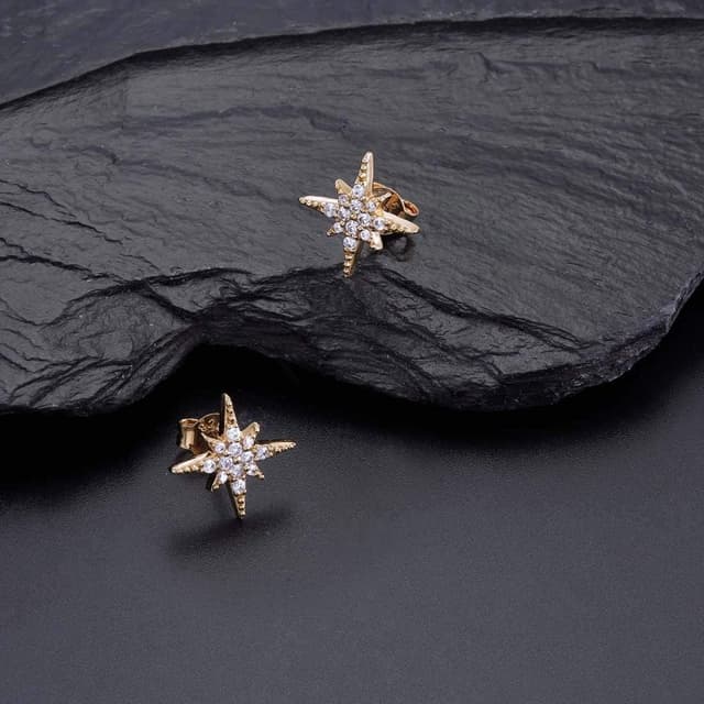 Detalle de Diamond Treats boucles d’oreilles en argent 925 en forme d’étoile avec oxydes de zirconium