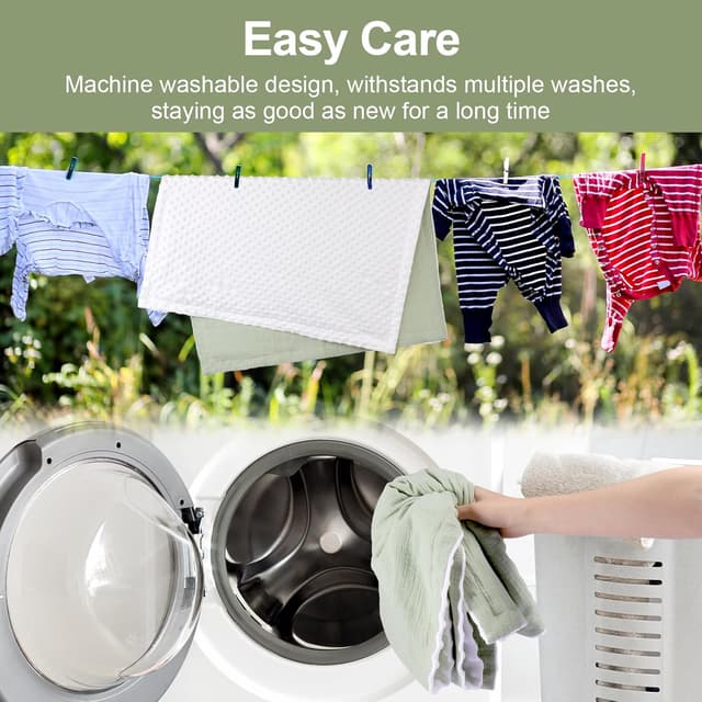 Thumbnail 6 de Huiguli Baby Blanket for Newborn (75x100cm) in Green – soft plush with dotted backing