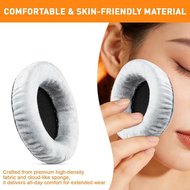 Detalle de TAIANJI DT 770 Pro ear pads replacement set (velour) for Beyerdynamic DT770/DT880/DT990 and compatible models – Gray