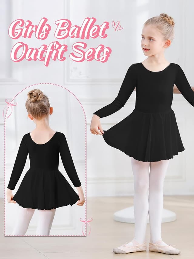 Detalle de Kefiyis body da danza con maniche lunghe e gonna in cotone per ragazze 3-11 anni