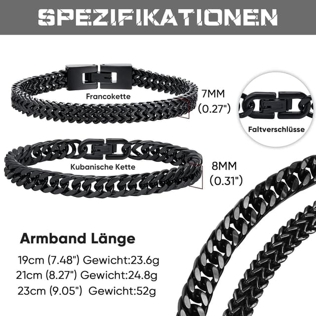 Thumbnail 4 de Herren Armband Edelstahl Panzerkette 8mm
