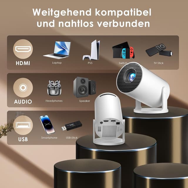 Thumbnail 6 de Salange Mini Beamer 2026 mit Android, 4K