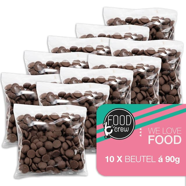 Detalle 2 de FOOD crew Fondue-Schokolade Zartbitter, belgische Schokolade zum Schmelzen – 10 Portionsbeutel à 90 g