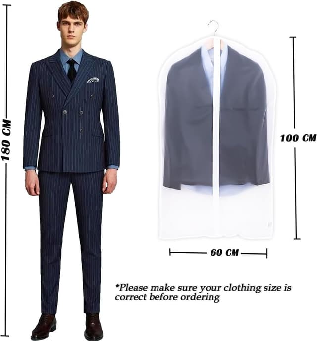 Detalle 2 de Niviy Kleidersack Anzug (6er-Set) – transparente, atmungsaktive Kleiderhüllen mit Reißverschluss, 60x100 cm