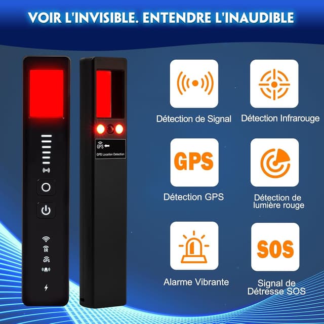 Detalle de Diseleri Détecteur de Caméra Cachée 5 en 1 : RF sans fil, GPS, infrarouge et alarme