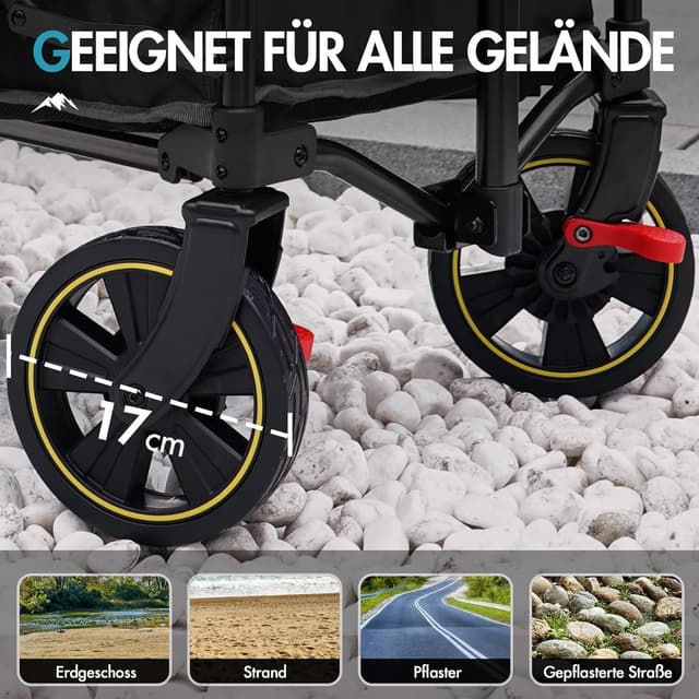 Thumbnail 6 de Portal Bollerwagen faltbar XXL – bis 120 kg Traglast, große Ladefläche, klappbar mit Getränkehalter