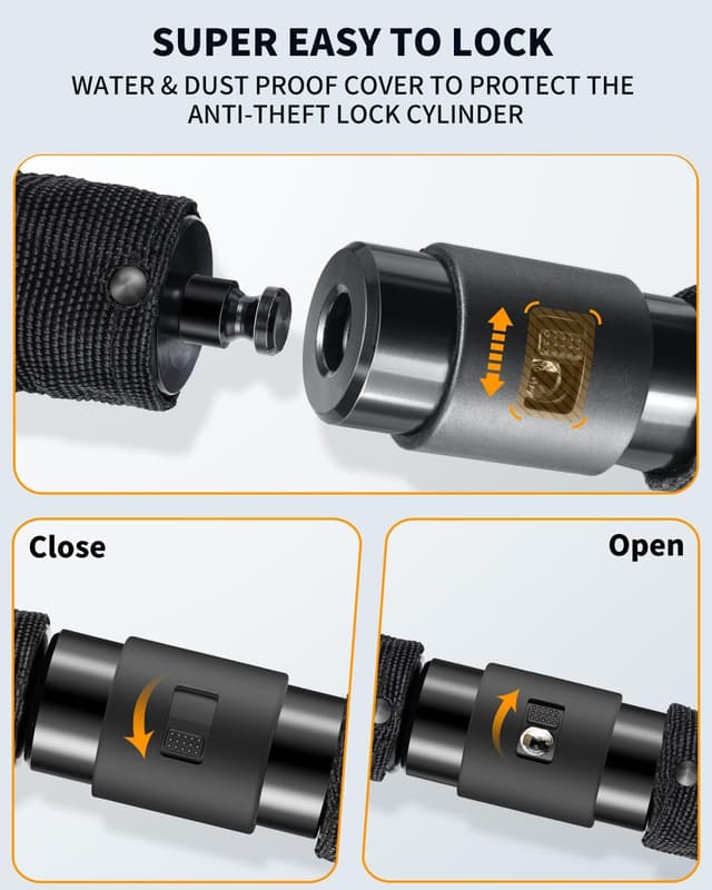 Detalle de Sportneer lucchetto a catena per bici in acciaio temprato con 2 chiavi, 8 mm x 120 cm