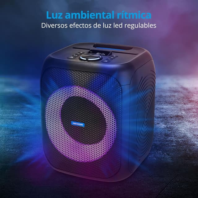 Detalle 2 de MEDION S61991 Bluetooth Speaker con Luz, USB y Micrófono 🎉