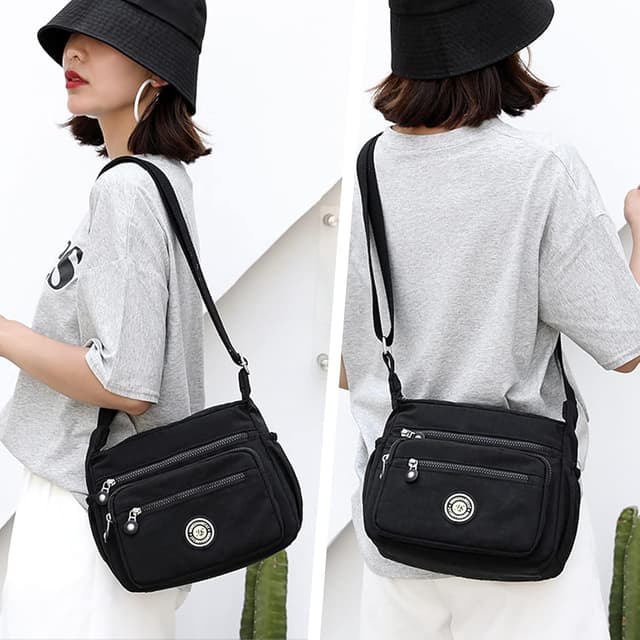 Detalle de Womens Multi-Pocket Casual Crossbody Handbag Waterproof Canvas Shoulder Bag