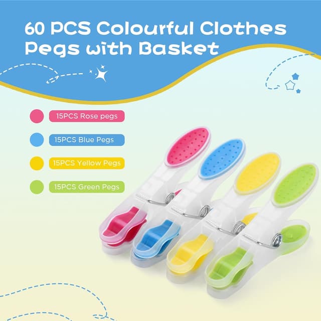 Thumbnail 1 de AiQInu 60 pinzas para ropa multicolor