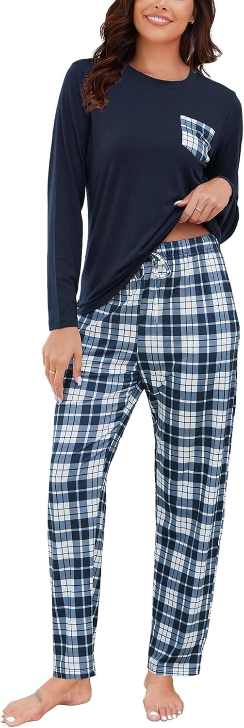 Thumbnail 6 de Reliwel Damen-Schlafanzug Lang aus Baumwolle – Pyjama-Set mit Langarm-Oberteil und langer Schlafanzughose