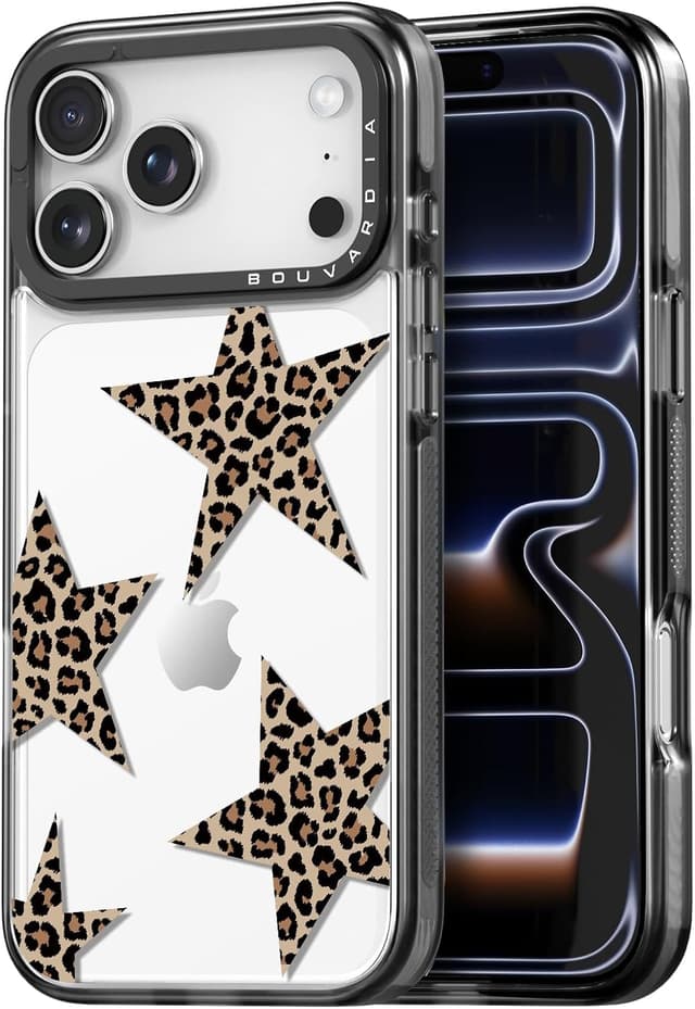 Detalle de Bouvardia Bouvardia for iPhone 17 Pro Max Case (Cheetah Theme with Leopard Stars)