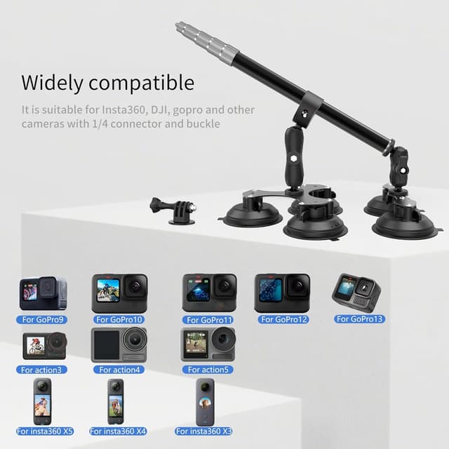 Detalle 1 de UNSTINCER Action Kamera Halterung mit 5 Saugfüßen