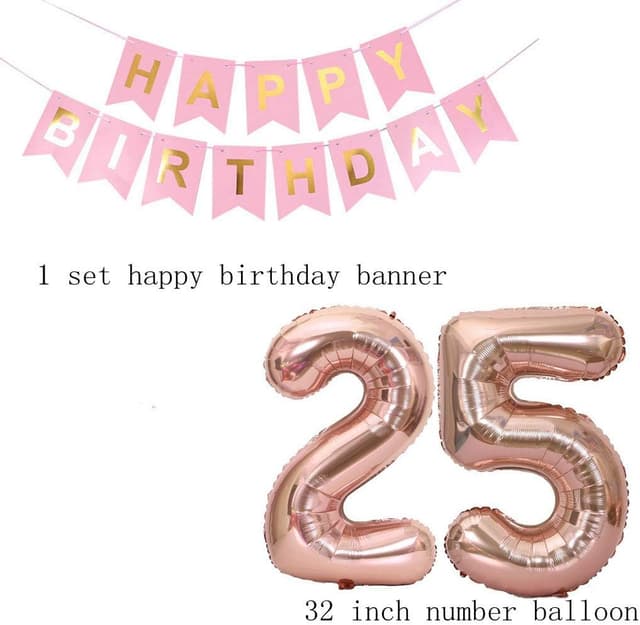 Thumbnail 2 de Rosegold Luftballons 25. Geburtstag Deko Set