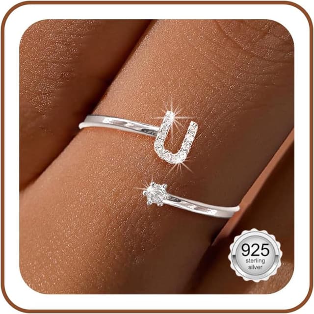 Thumbnail 6 de Maynor A-Z Buchstaben-Ring aus Silber 925 mit Cubic-Zirkonia, verstellbar (Größe 50–60)