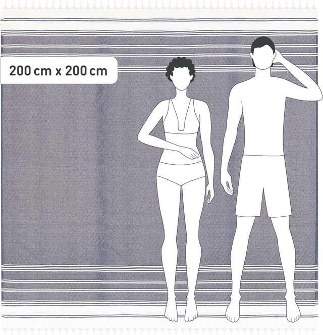 Thumbnail 3 de Fit-Flip Fouta 200x200cm coton 100% bleu marine