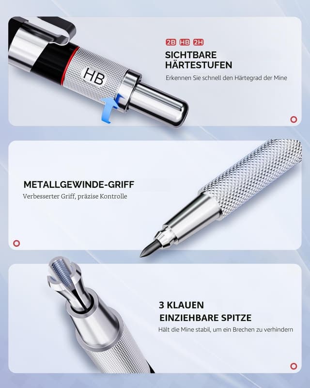Detalle 2 de Nicpro Druckbleistifte Set 6 Stück 4 Stärken ✏