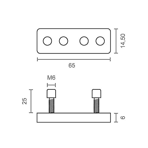 Detalle 2 de Micel TLD25 Pletina de fijación 65×14,5×6 mm 🛠