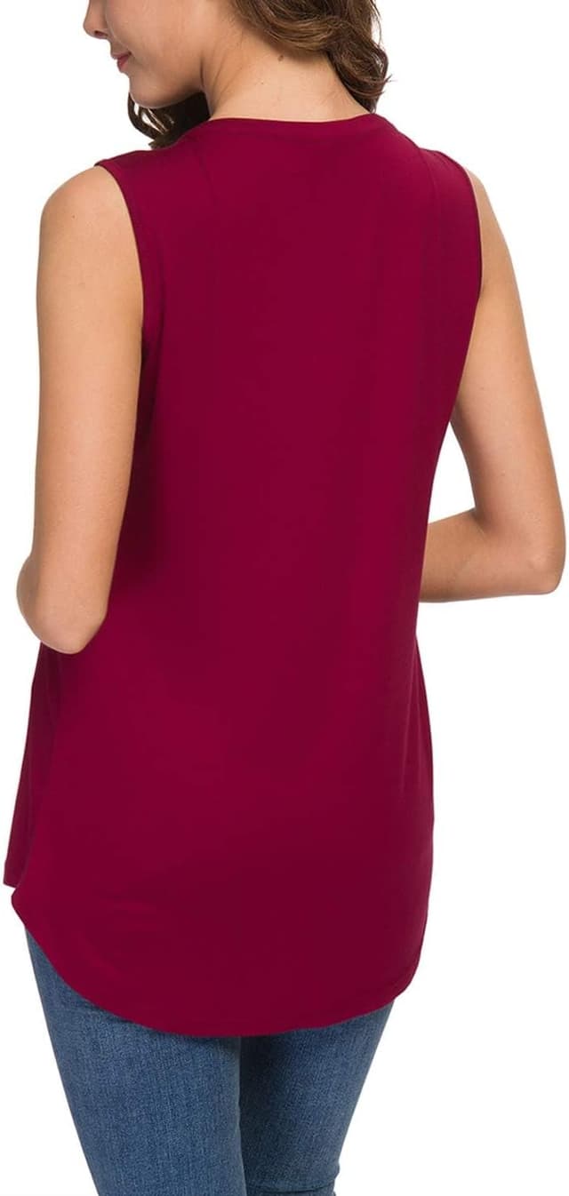 Detalle de Neineiwu Tanktop Damen mit V-Ausschnitt und Plisseefront – ärmellos, elegant für den Sommer