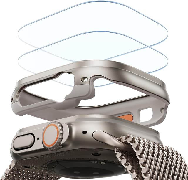 Detalle de ESR Hülle für Apple Watch Ultra 3/2/1 (49 mm) mit Displayschutz, Militärschutz & Armorite Glas – Aluminiumlegierung