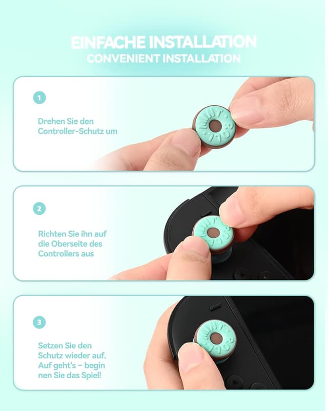 Detalle de GeekShare Silikon-Joystick-Kappen für Switch 2 (2025) – Thumbstick-Grips, rutschfest, 4 Stück