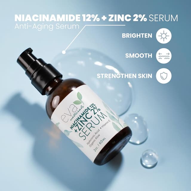 Detalle 2 de Eva Naturals Niacinamide 12% + Zinc Serum (2 Pack) for Dark Spots, Pores & Redness