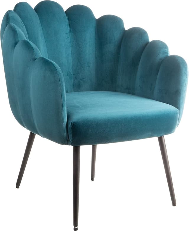 Detalle 2 de Baroni Home MONTEMAGGI poltroncina imbottita in velluto tortora con schienale a conchiglia