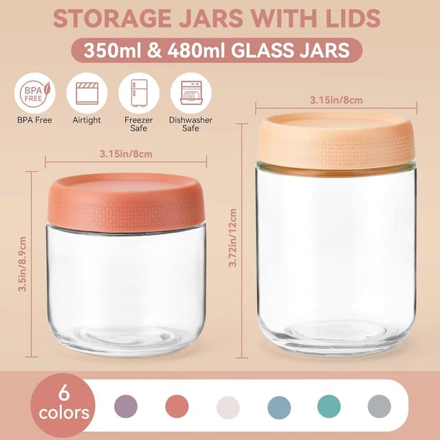 Thumbnail 6 de Esilihom 6-Pack Overnight Oats Jars, 16 oz glass 🥣