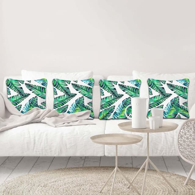 Detalle de Betadistor Tropical Green Leaves Cushion Covers (Pack of 4) 45 x 45cm with Invisible Zipper