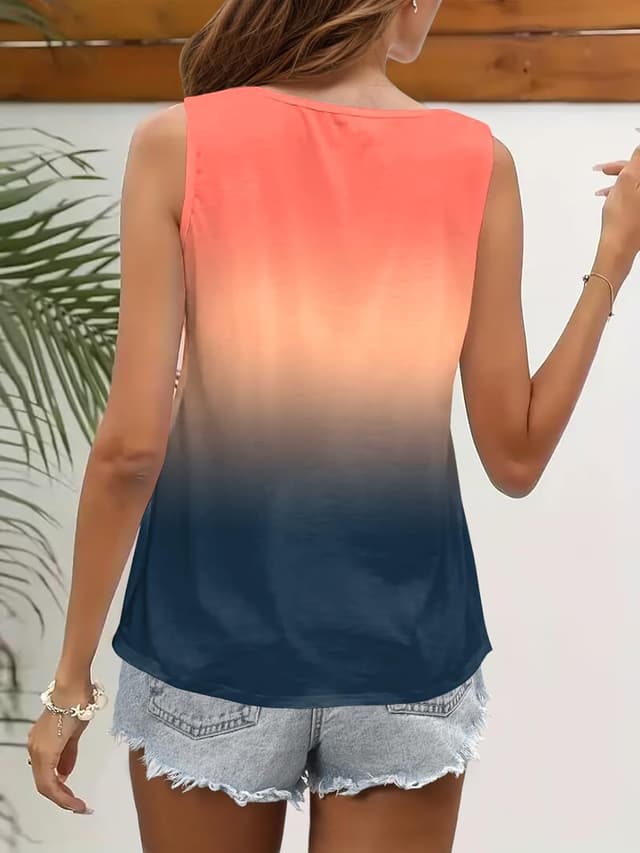 Detalle 2 de Summer Tank Tops for Women Pleated Square Neck O-Ring Shoulder Tank Tees