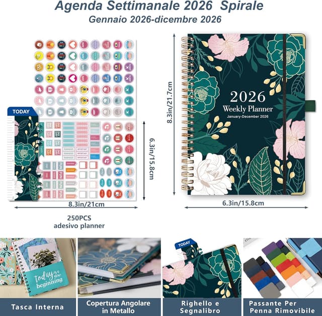 Thumbnail 3 de Gumiho Agenda 2026 Settimanale A5 Verde Scuro